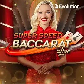 Super Speed Baccarat online game logo by Evolution on lex-casino-lv.com